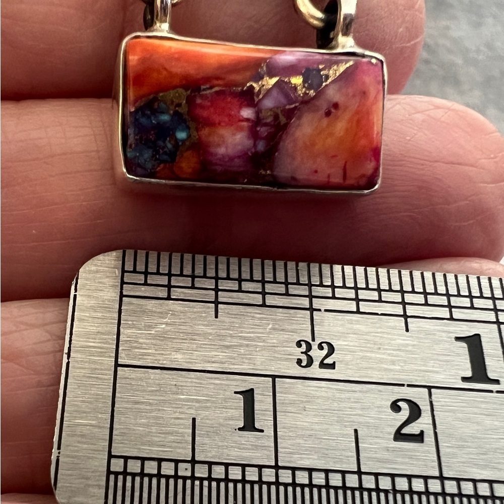 ❤️ Pink Dahlia Turquoise 925 Southwestern Navajo Style Bar Necklace 18+2” 21.6gm - Picture 7 of 16